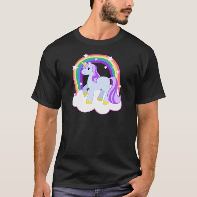 Gullig Magical Unicorn med regnbågen (anpassadet!) Tee (Framsida)