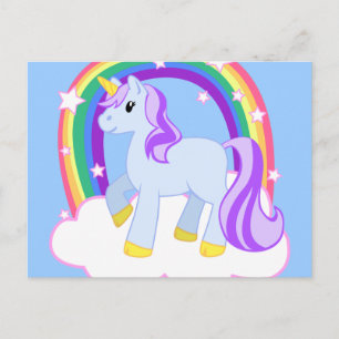 Gullig Magical Unicorn med regnbågen (anpassadet!) Vykort