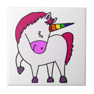 Gullig Magical Unicorntecknad Kakelplatta