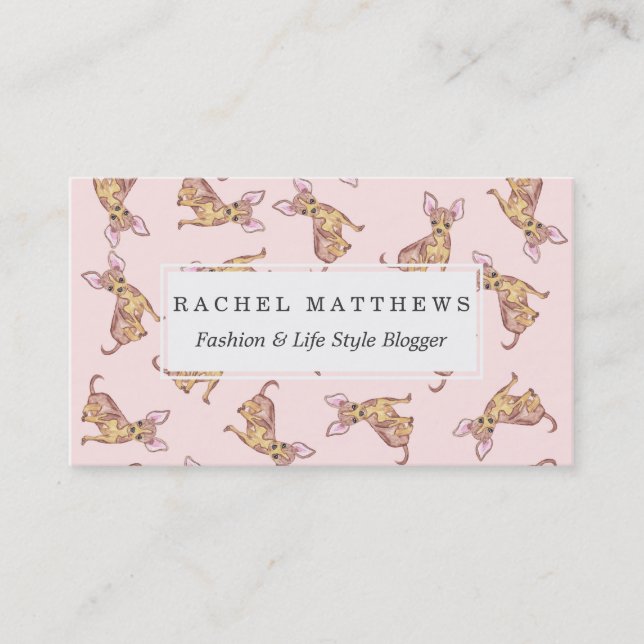 Gullig målad rosabrunt för Chihuahua vattenfärg Visitkort (Framsida)