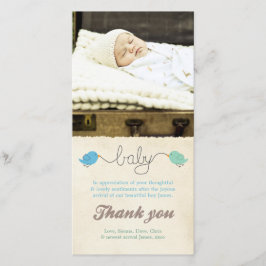 Gullig mall för foto för fågeltackkortpojke