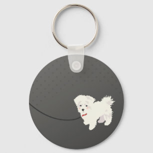 Gullig maltesisk hund nyckelring