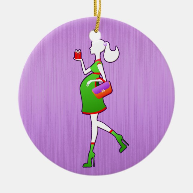 Gullig mamma att vara daterat moderskap som julgransprydnad keramik (Framsidan)