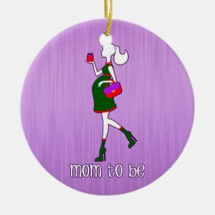 Gullig mamma att vara daterat moderskap som julgransprydnad keramik