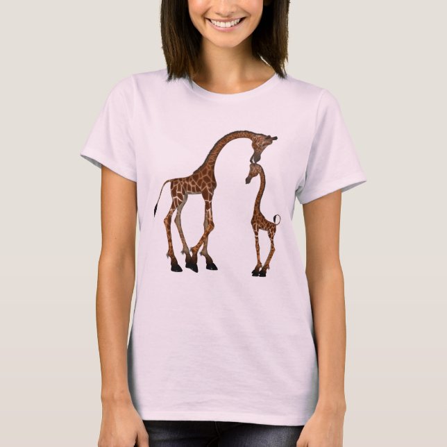 Gullig mamma- & babygiraff t-shirt (Framsida)