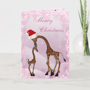 Gullig mamma- & babygiraffjulkort helgkort
