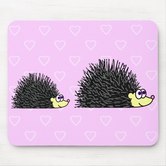 Gullig mamma- och babyigelkott Mousepad Musmatta (Framsidan)