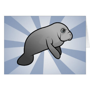 Gullig Manatee Hälsningskort