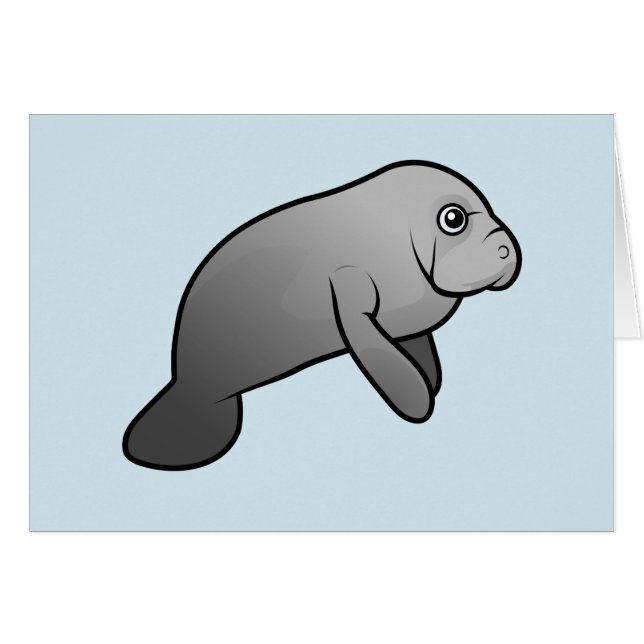 Gullig Manatee Hälsningskort (Framsidan Horizontal)