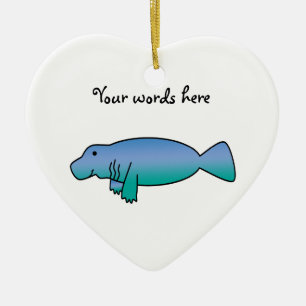 Gullig manatee julgransprydnad keramik
