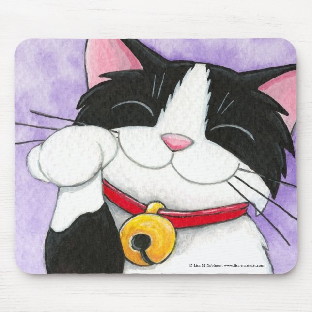 Gullig Maneki Neko lycklig smokingkatt Mousepads Musmatta (Framsidan)