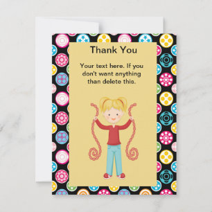 Gullig mång- färg, födelsedag GirlThank för Tack Kort