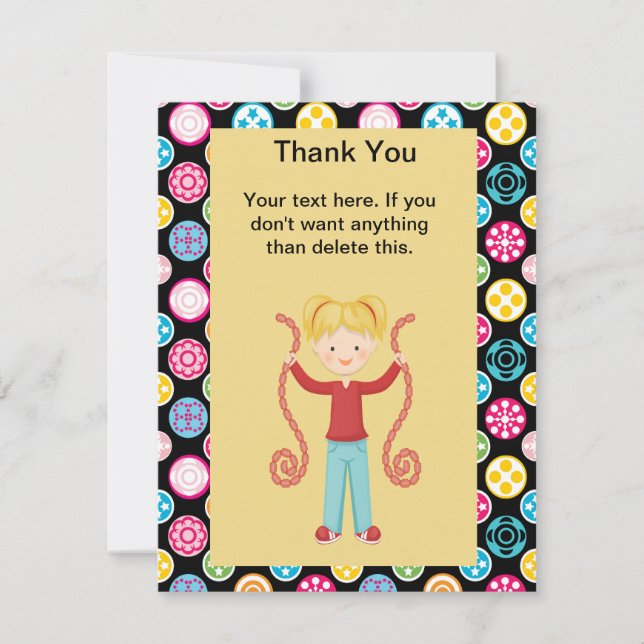 Gullig mång- färg, födelsedag GirlThank för Tack Kort (Framsida)