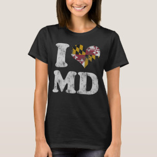 Gullig MD för I-hjärtaMaryland flagga T-shirt