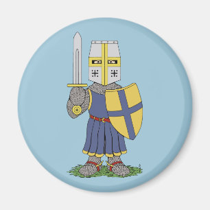 Gullig medeltida riddare magnet