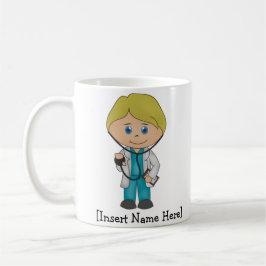 Gullig medicinsk professionell, blond manlig kaffemugg