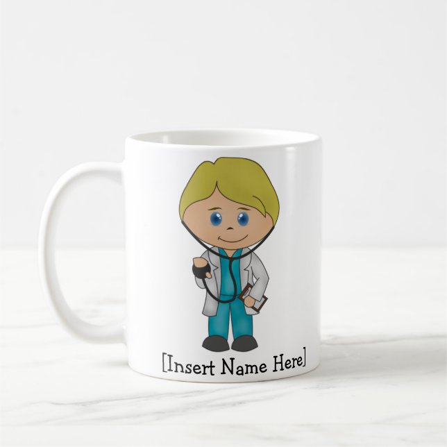 Gullig medicinsk professionell, blond manlig kaffemugg (Vänster)