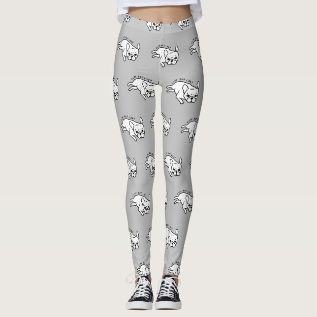 Gullig men lat fransk bulldoggdesign leggings (Framsida)