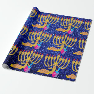 Gullig menora & glitter Hanukkah för Dreidels Presentpapper