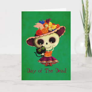 Gullig mexicansk day of the deadflicka kort