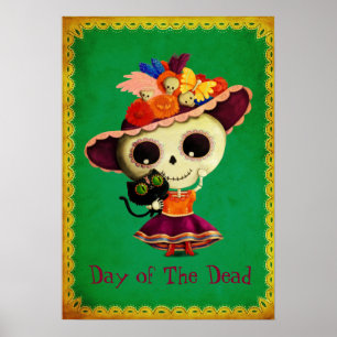 Gullig mexicansk day of the deadflicka poster