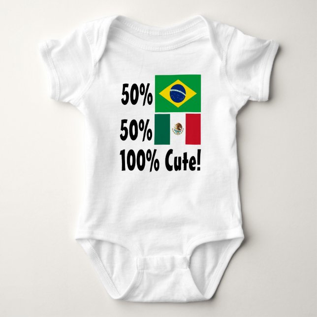 Gullig mexikan 100% för 50% brasilian 50% tee shirt (Framsida)