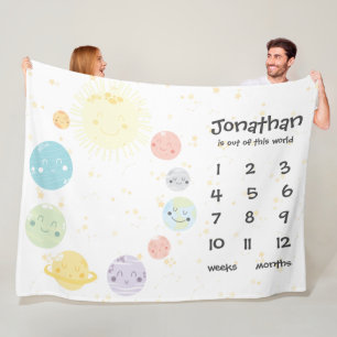 Gullig milstolpe för Kawaii Milky långt planetba Fleecefilt