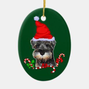 Gullig miniatyrSchnauzerjul Julgransprydnad Keramik