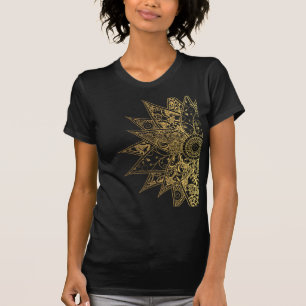 Gullig moderiktig design för blommahennahand tee shirt