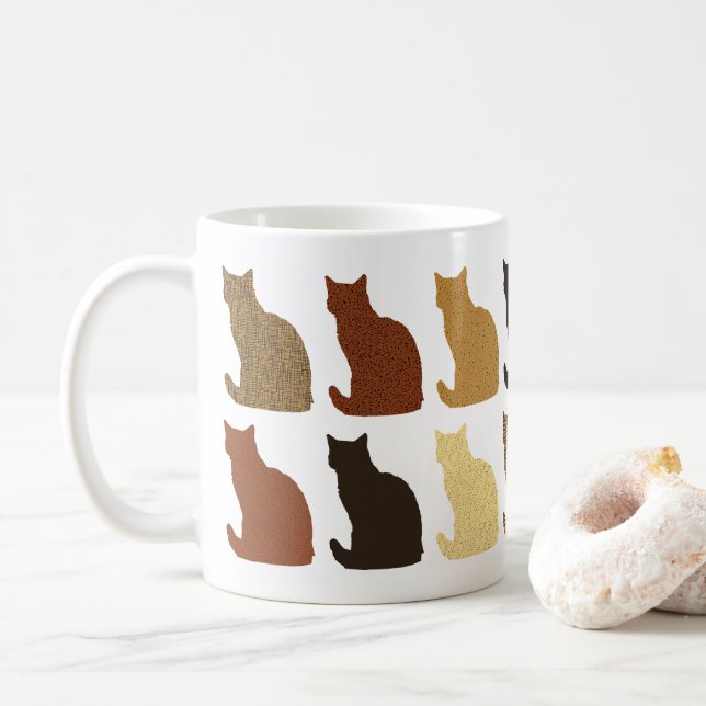 Gullig modern kattmönstermugg kaffemugg (Med munk)