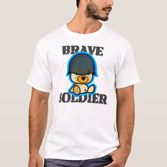 Gullig modig soldatnalle i mörk skjorta tee shirt (Framsida)