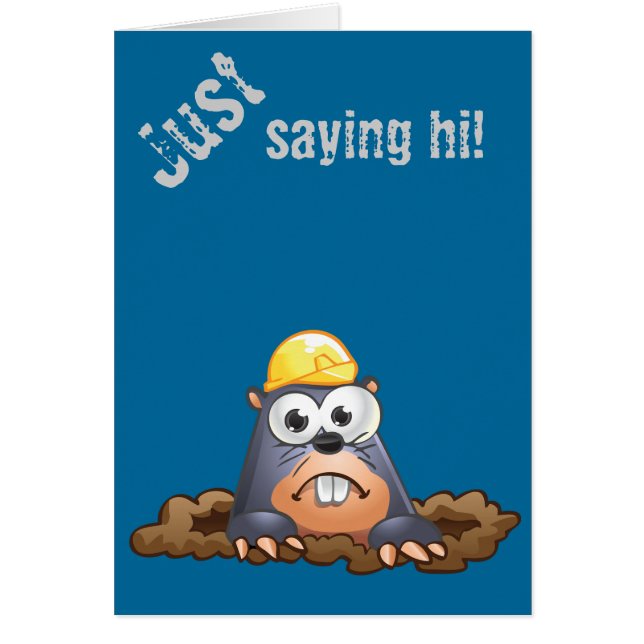 Gullig Mole som gräver tecknaden Hälsningskort (Framsidan)