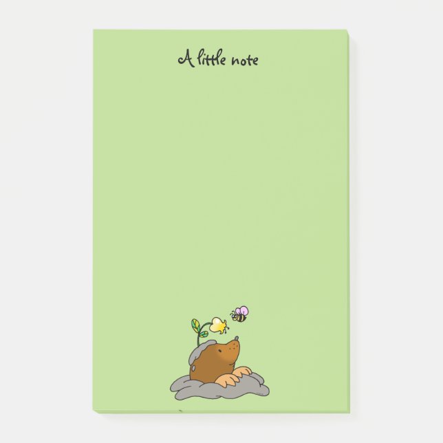 gullig moletecknad med ett blommabi post-it block (Framsida)