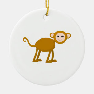 Gullig Monkey. Julgransprydnad Keramik