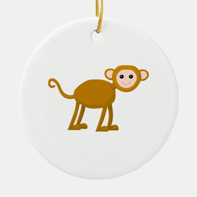 Gullig Monkey. Julgransprydnad Keramik (Framsidan)