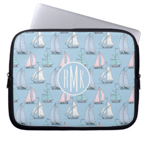 Gullig Monogram för segelbåtmönster Laptop Fodral