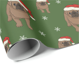 Gullig mopsjul som slår in papper presentpapper