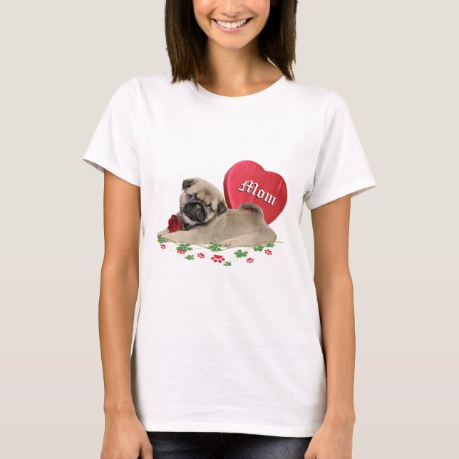 Gullig mopsvalp en mamma design tee (Framsida)
