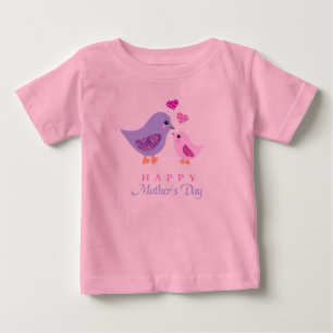 Gullig mor- och barnfågelmors dag t-shirt