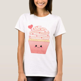 Gullig muffin för rosor för kawaiivalentineshjärta t-shirt