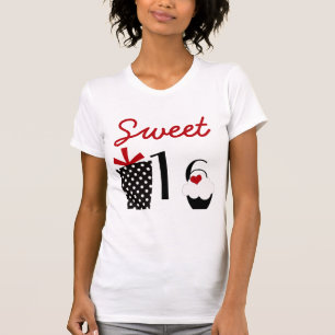 Gullig muffin för sötsak 16 och Polkadot gåva T-shirt