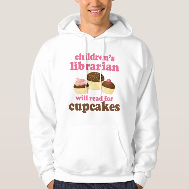 Gullig muffinavläsarbarns Hoodie för bibliotekarie (Framsida)