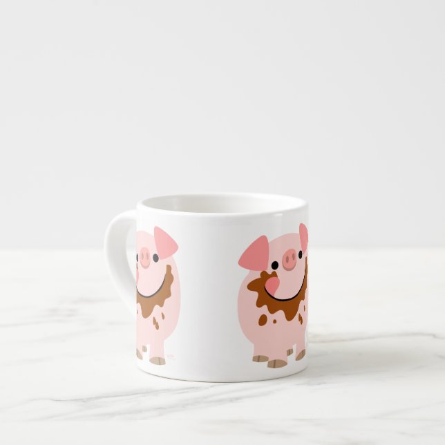 Gullig mugg för espresso för chokladtecknadgris espressomugg (Framsida vänster)