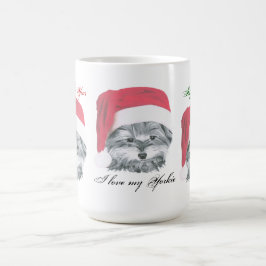 Gullig mugg för julYorkie hund