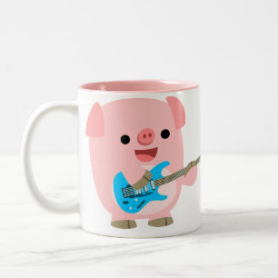 Gullig mugg för Rockin tecknadgris