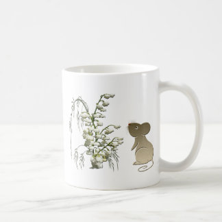 Gullig mus och liljekonvalj kaffemugg