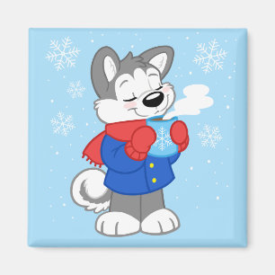 Gullig mysigt husky magnet