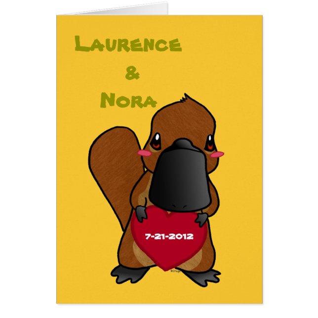 Gullig näbbdjur hälsningskort (Framsidan)