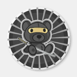 Gullig nalle för samuraikrigareninja på magneten magnet