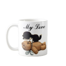 Gullig nalle och svartkatt - min kärlek